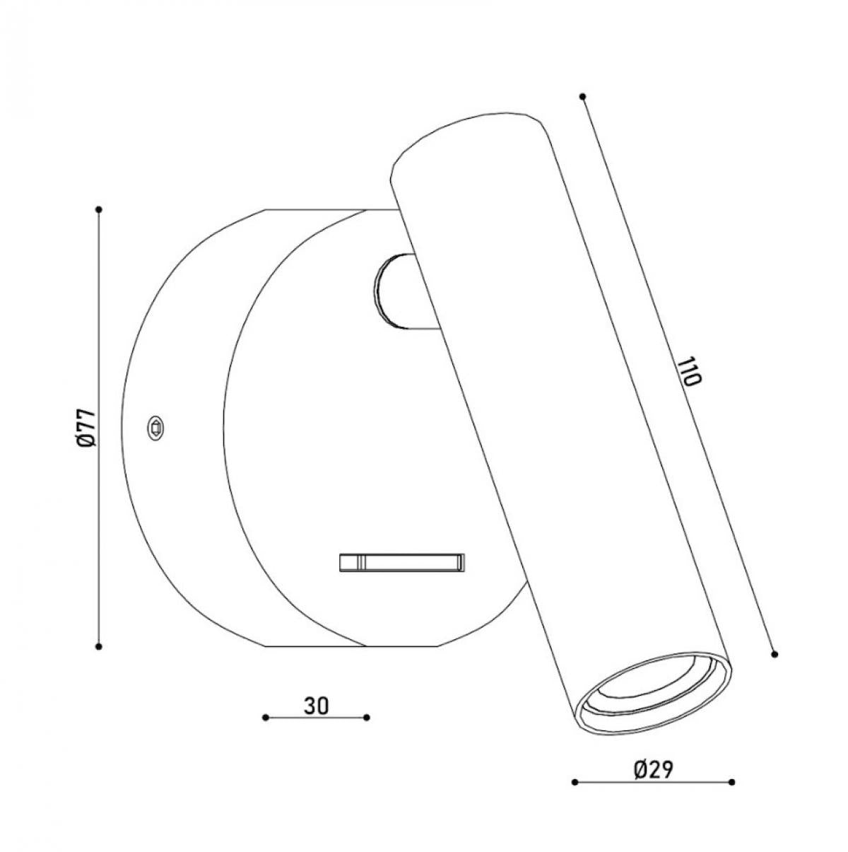 Настінний світильник срібний з вимикачем D-7.7 cm Led 3W 3000K Chrome Circle 260528-100007988
