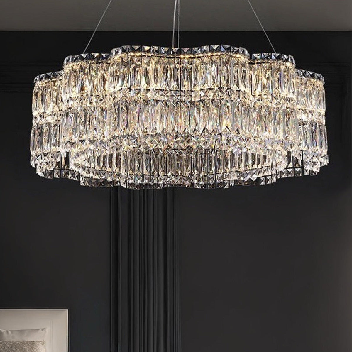Люстра підвісна срібна з кришталевим плафоном D-45 cm / D-55 cm / D-80 cm Silver Michelle 240922-100003674