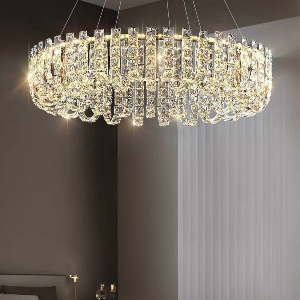 Люстра підвісна срібна з кришталевим плафоном D-55 cm / D-80 cm Calvin Silver 240922-100003675