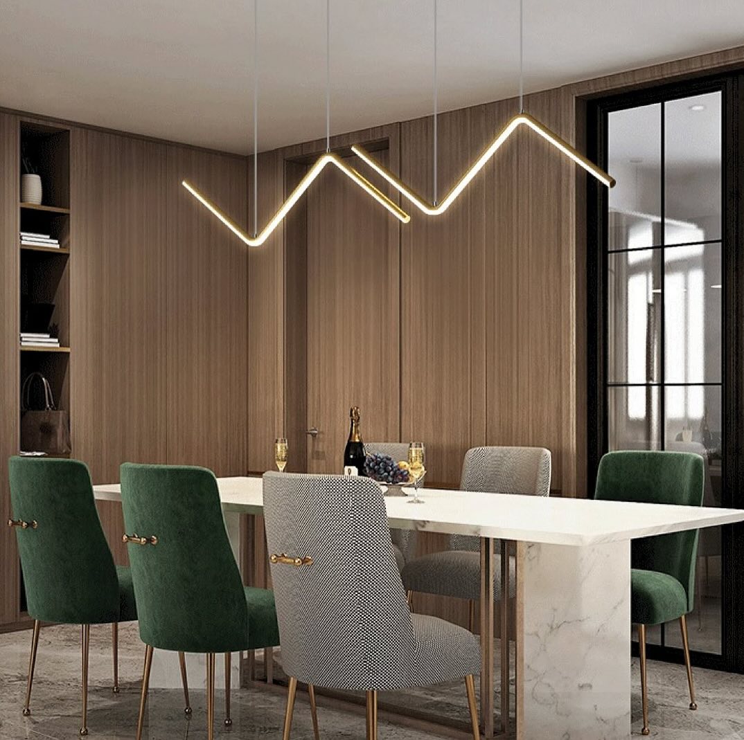 Люстра L-90 cm Led 18W Gold Zigzag lamp 240822-100003567