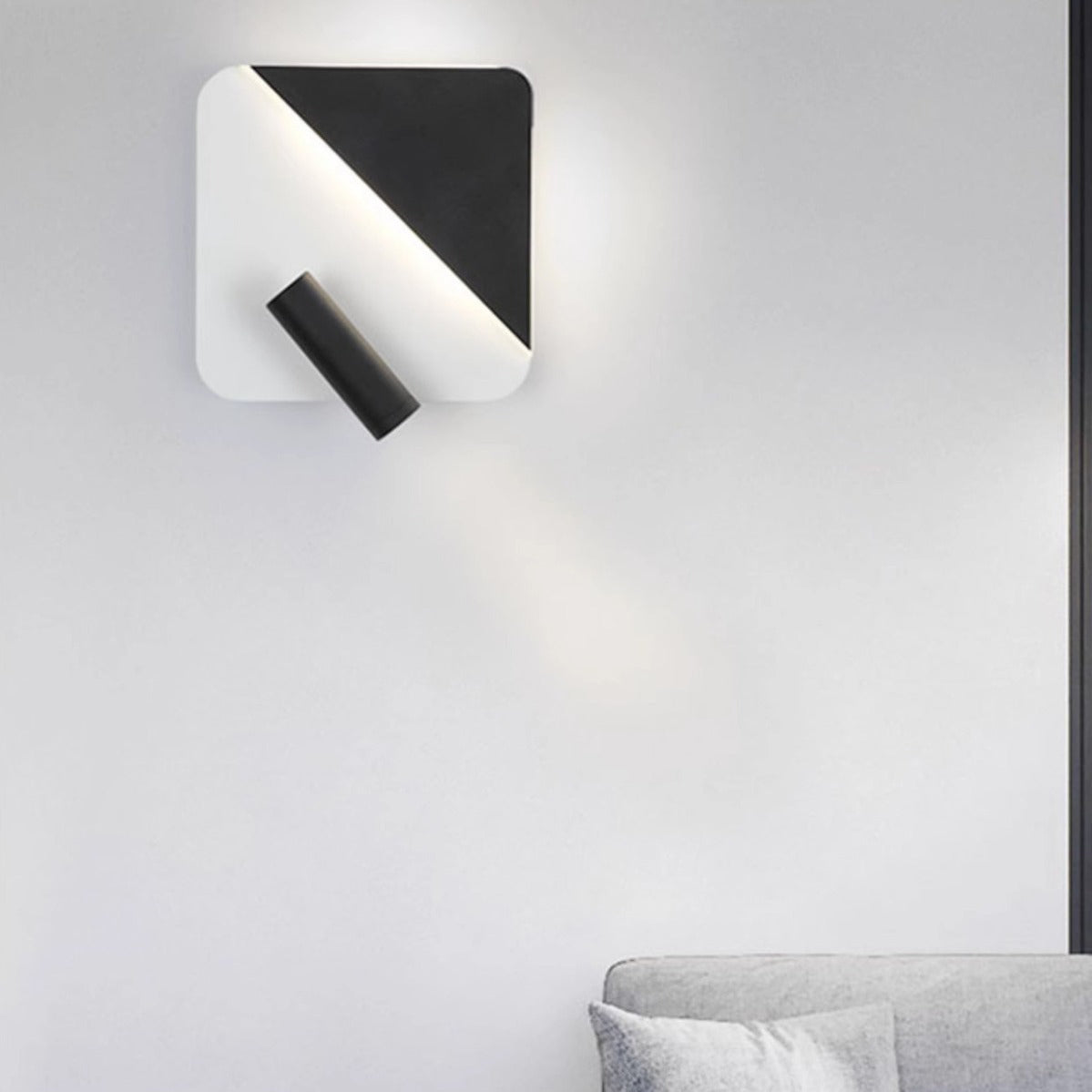 Світильник настінний зі спотом з вимикачем на корпусі Domino square L-20 cm Led 10W 4000К Black & White 240818-100003621