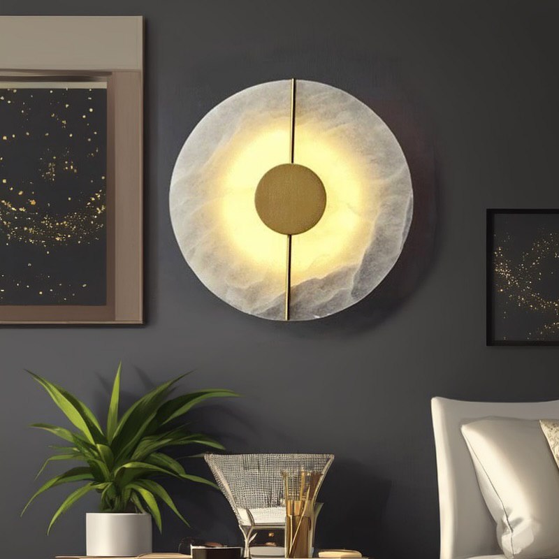 Настінні світильники з мармуру D-20 cm / D-25 cm Led 4W 4000K Gold + White Marble 240618-100003392