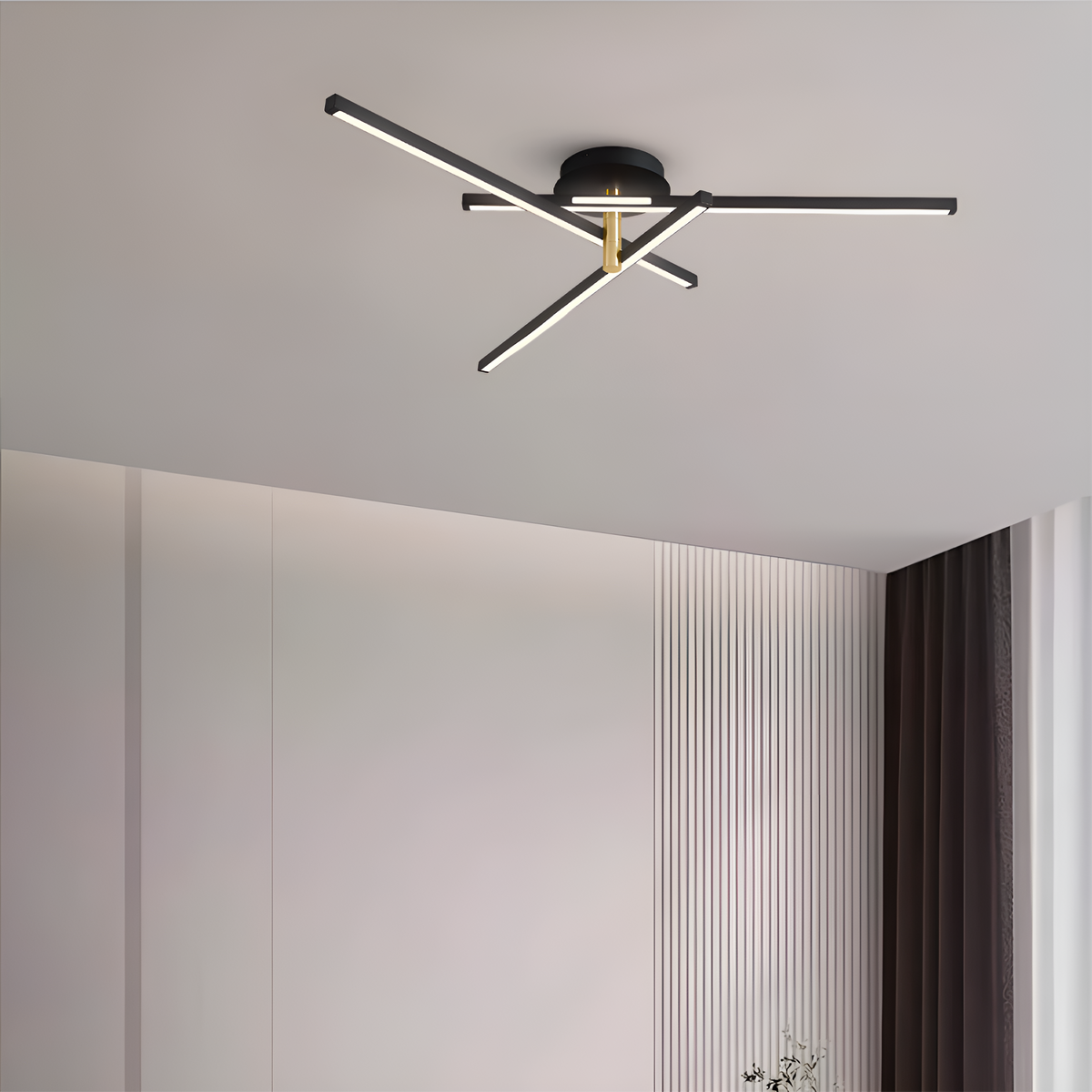 Люстра стельова геометрична чорна з золотом Led 60W 4000K Black+Gold Geometry 250660-100005353