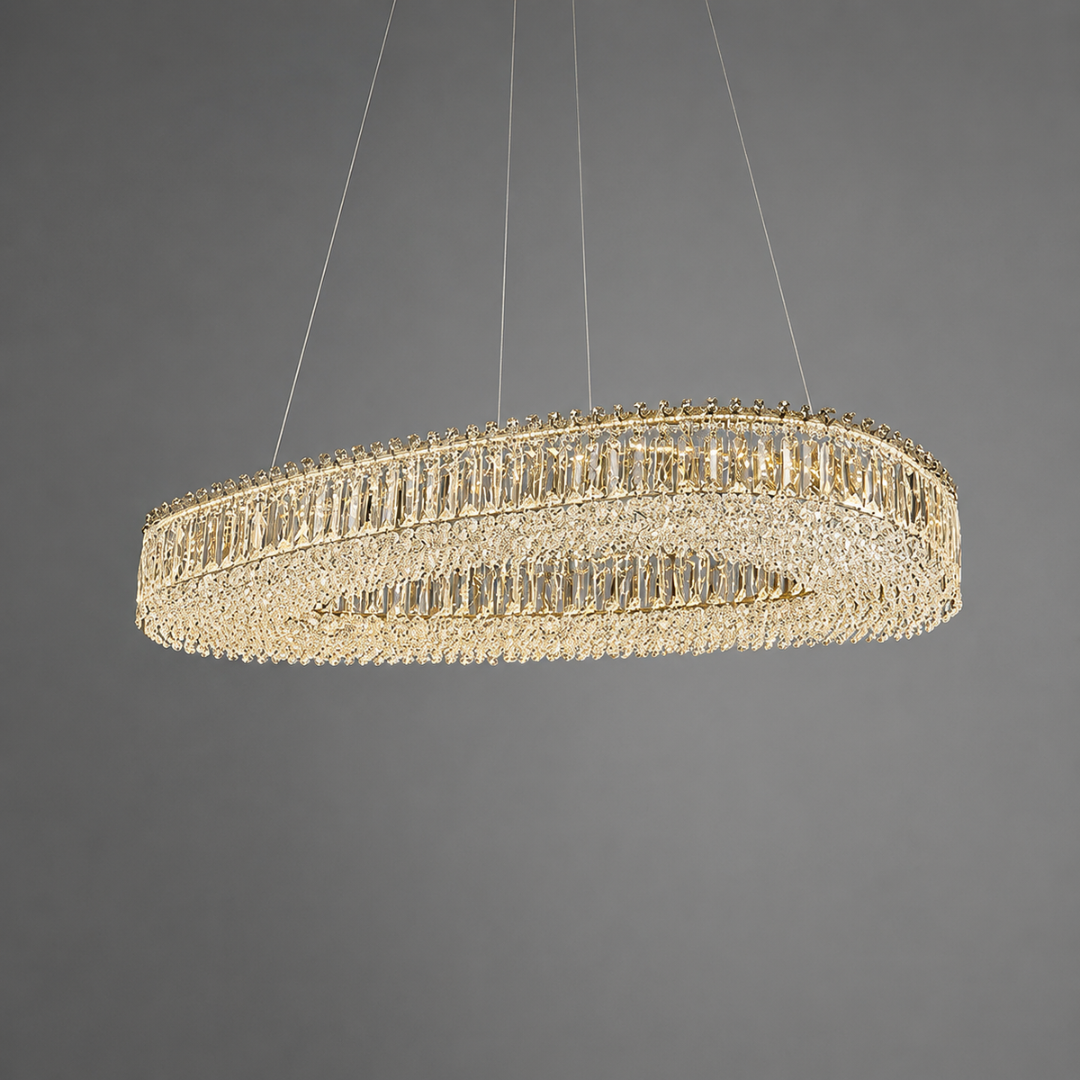 Люстра срібна підвісна з асиметричним кришталевим плафоном D - 95 cm Led 120W Silver Crystal Shape 260522-100008015