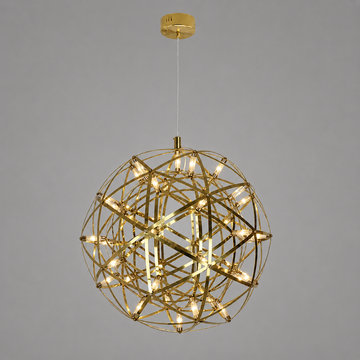 Світильник золотий підвісний з сітчастим плафоном D-40 cm Led 30W Gold Grid 260822-100008554