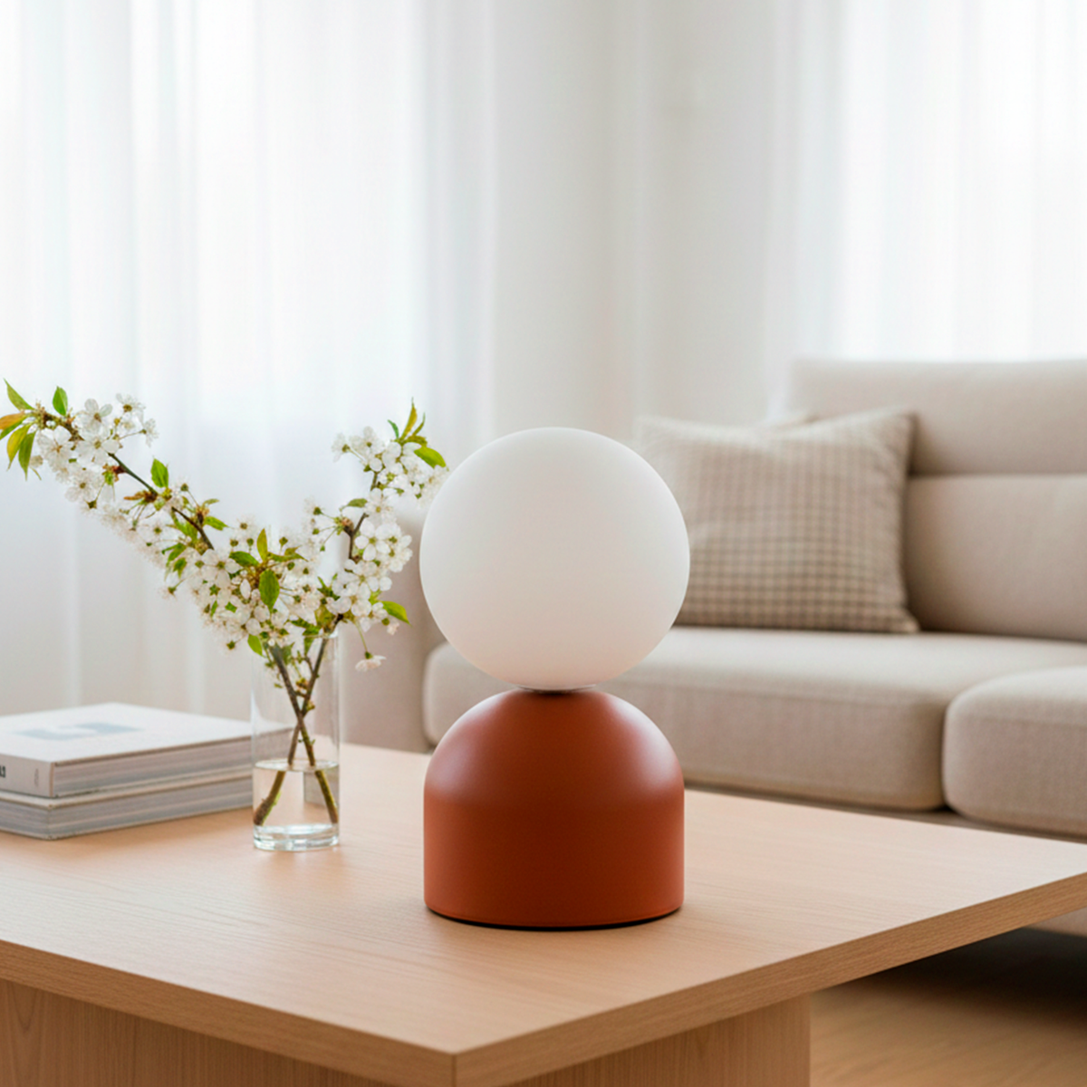 Лампа настільна теракотова з білим матовим плафоном H-21 cm G9 Terracota Bulb 260240-100007507