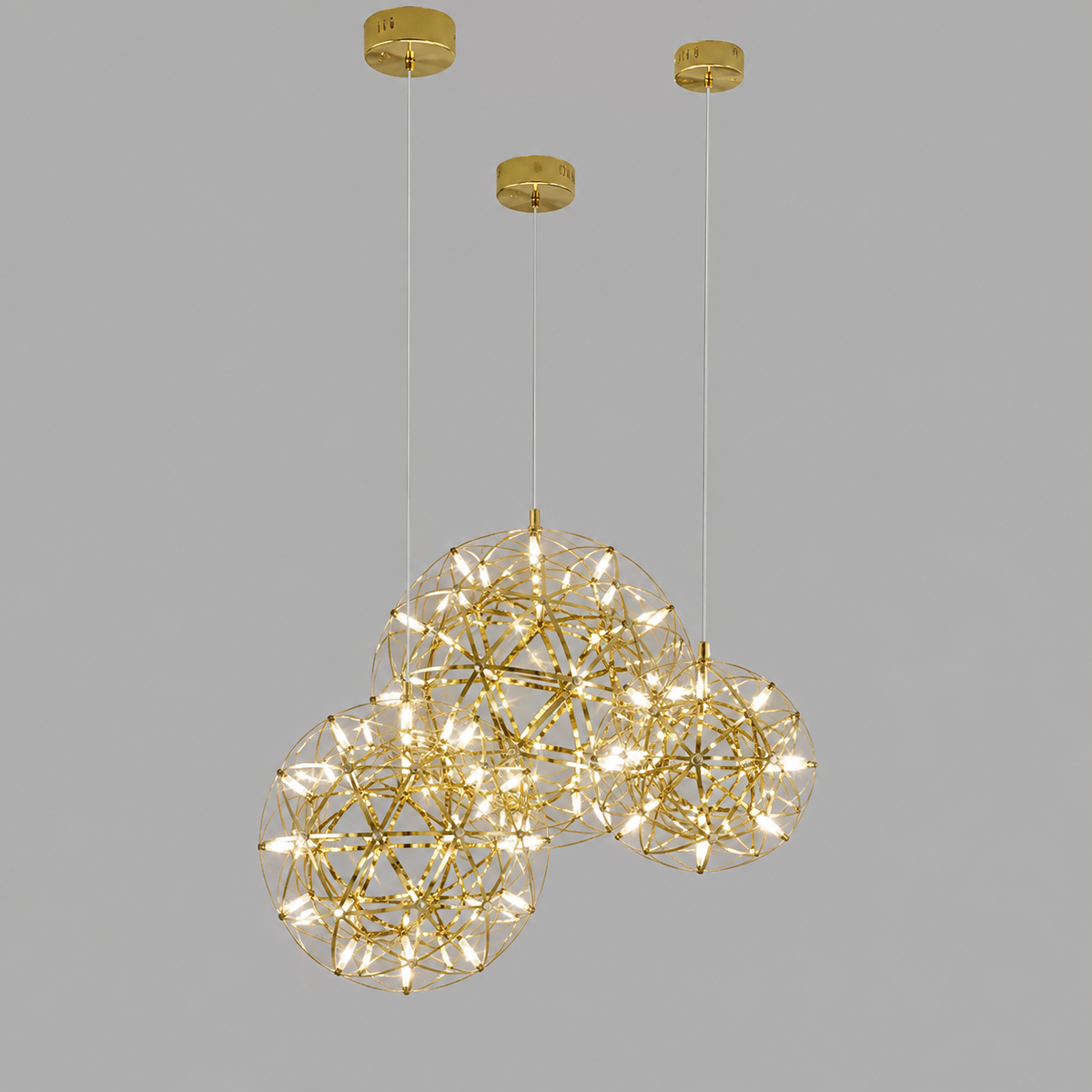Світильник золотий підвісний з сітчастим плафоном D-40 cm Led 30W Gold Grid 260822-100008554