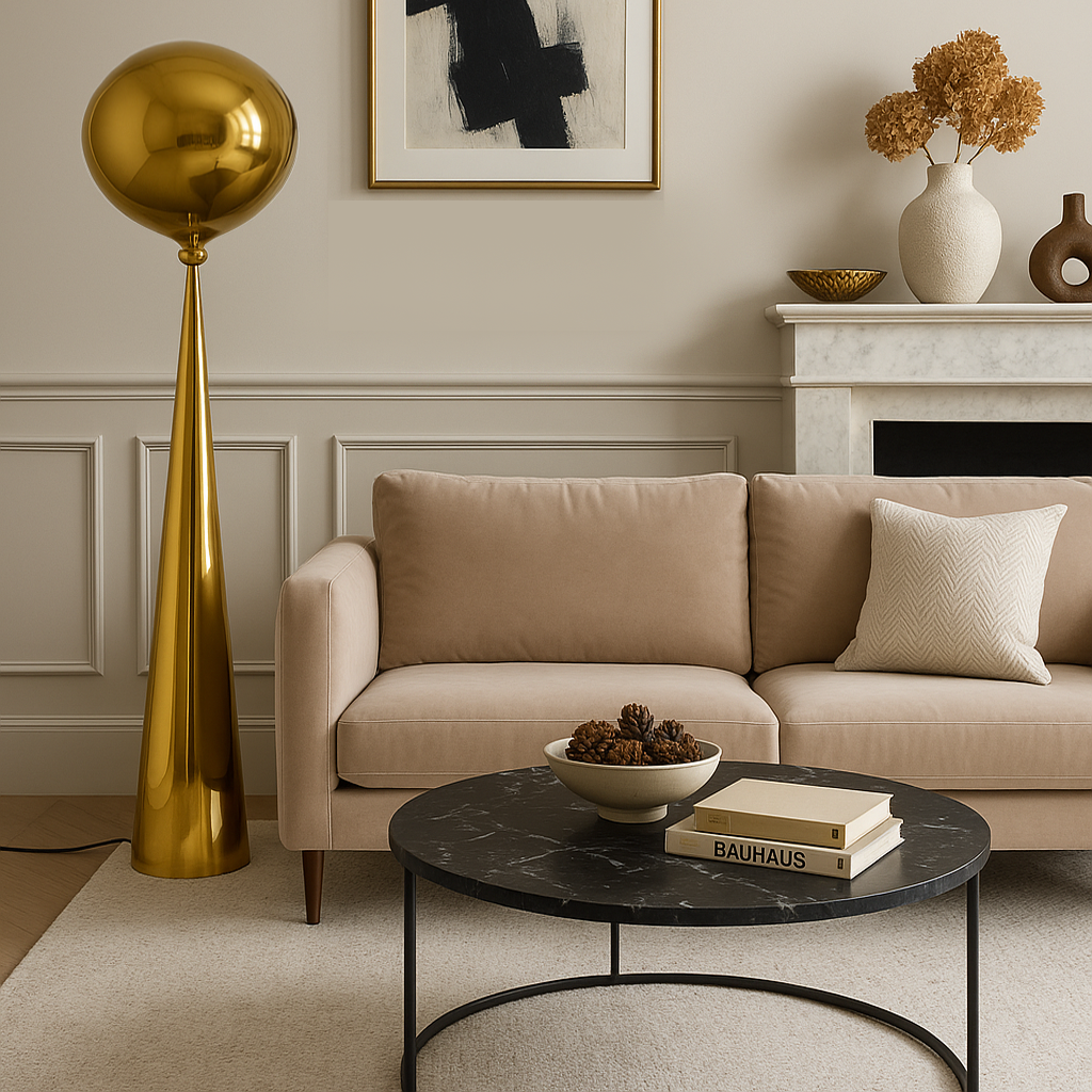 Торшер золотий з плафоном органічної форми H-155 cm E27 Gold Melt plazma floor lamp 250931-100006060