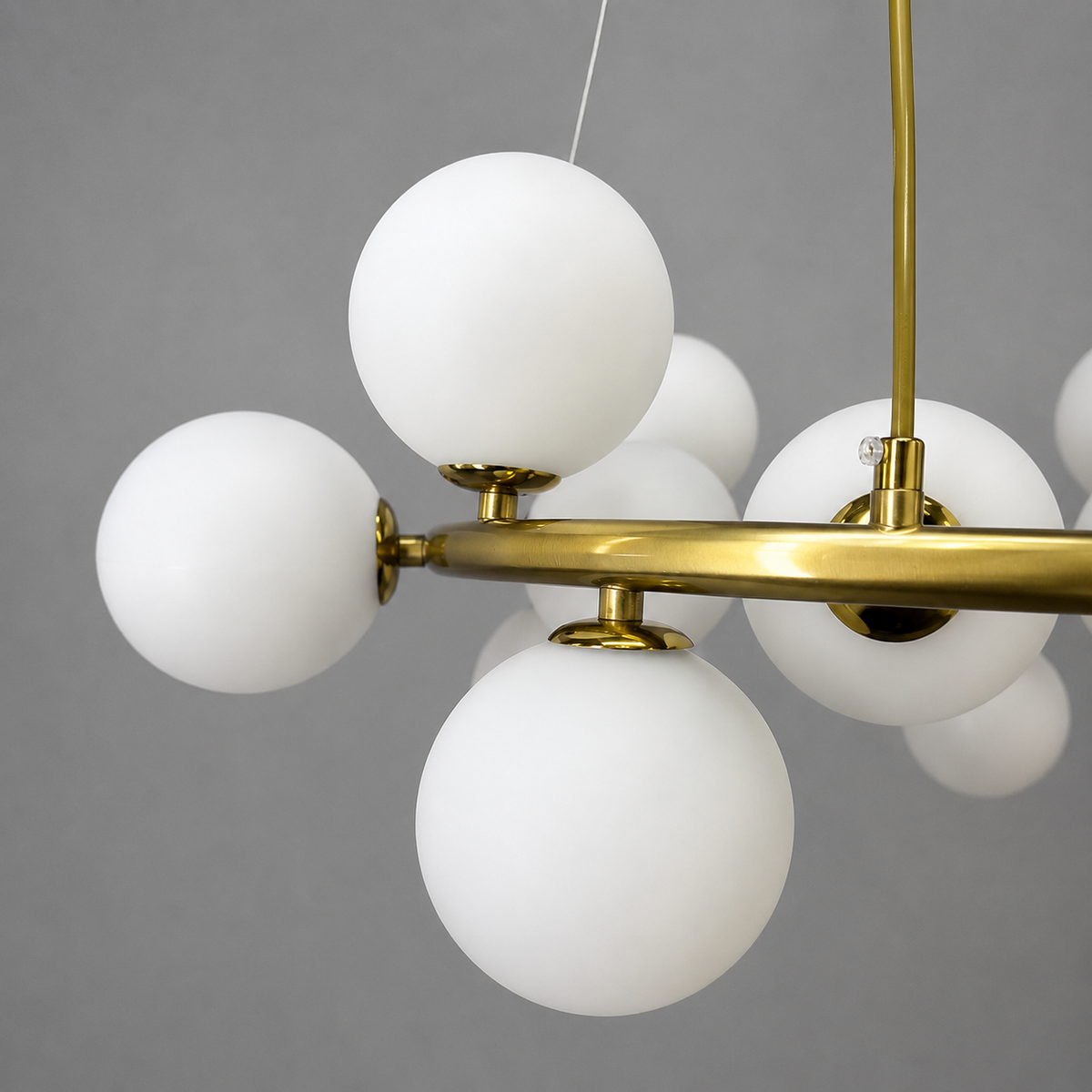 Люстра золота підвісна на 16 круглих плафонів D - 55 cm G9x16 Gold + White Bubbles 260588-100008038
