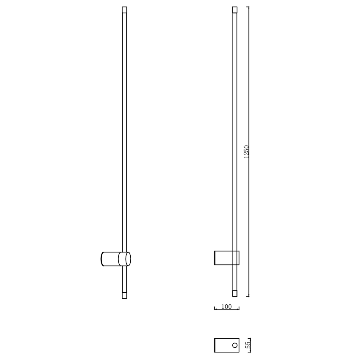 Настінний білий світильник H-60 cm / 90 cm / 125 cm Led 7W / 9W / 12W 4000К White Pipe Line 260836-100008724