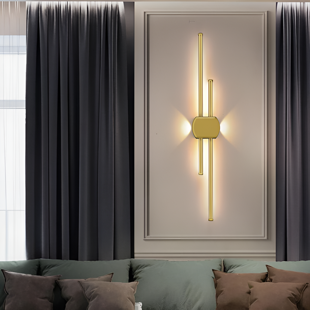 Настінні світильники 2 lines 3000K-6000K H-60 см Led 20W / H-90 см Led 30W / H-120 см Led 40W Gold 250419-100004346