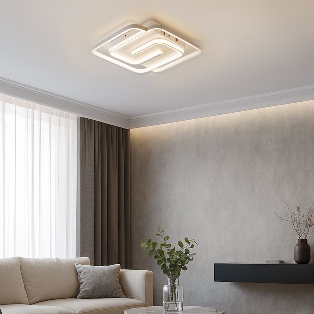 Стельова люстра біла світлодіодна L-42 cm Led 75W White Double Geometry Square 250964-100006155