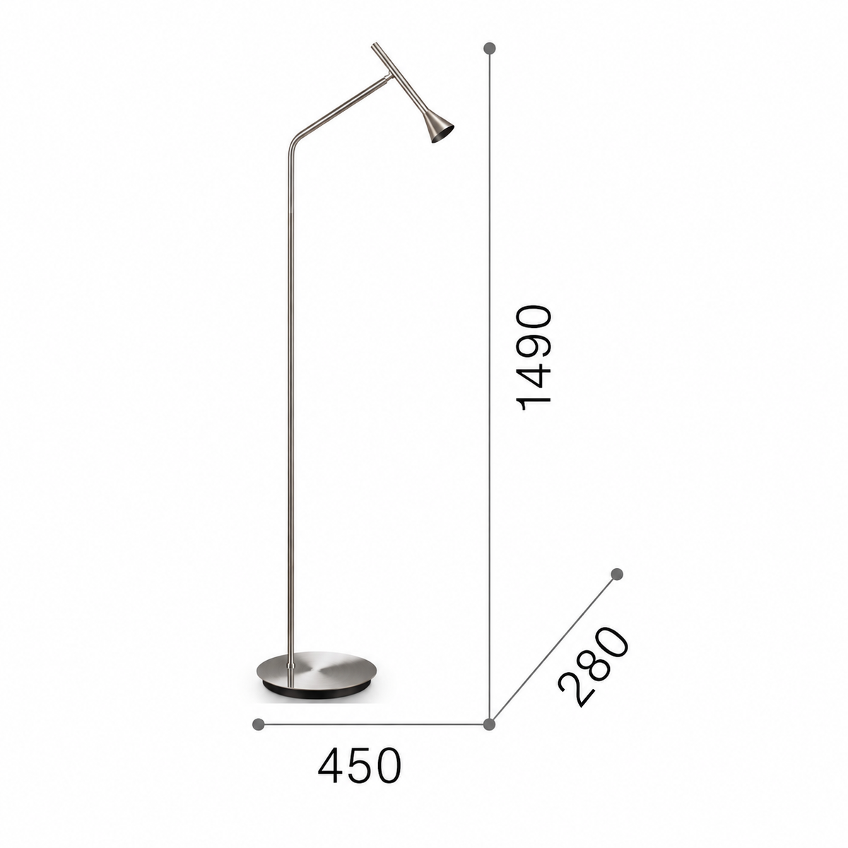 Торшер срібний H-151 cm Led 4,5W 3000K Chrome Cassey 260940-100008766