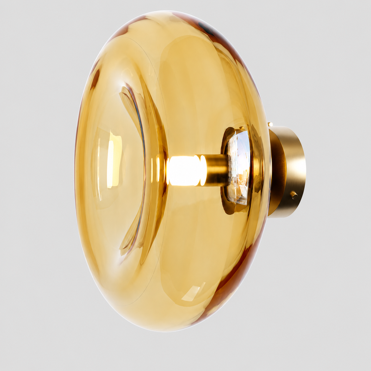 Настінний світильник золотий з плафоном медового кольору D-29 cm G9 Amber Bulb 260633-100008128