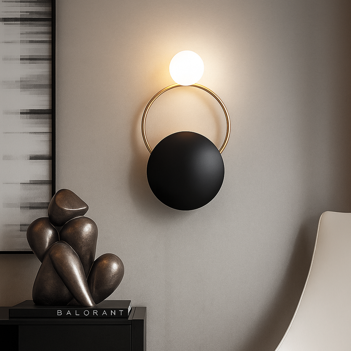 Бра чорне з золотом H-47 cm W-26 cm G4 Pearl and black 220126-100000612