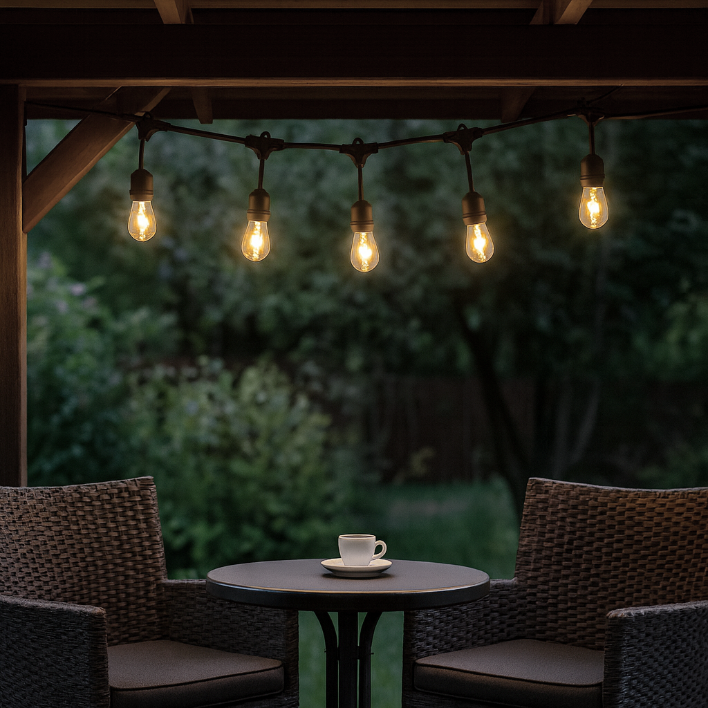 Гірлянда вулична чорна під лампи на підвісці L-5м IP65 E27х5 Black Garland Retro hang 251062-100006414