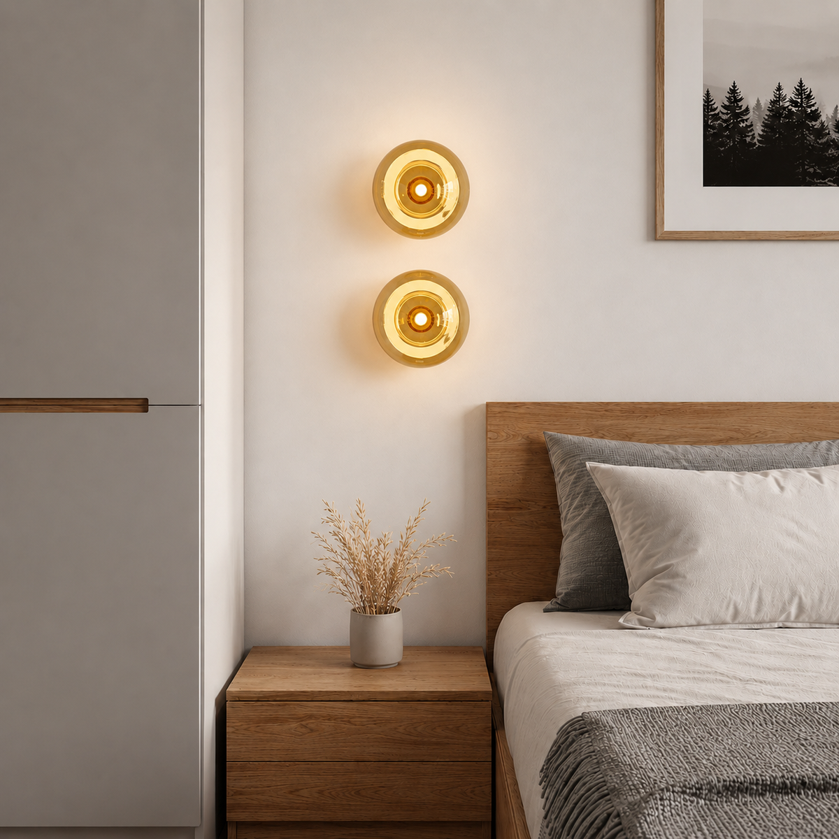 Настінний світильник золотий з плафоном медового кольору D-29 cm G9 Amber Bulb 260633-100008128