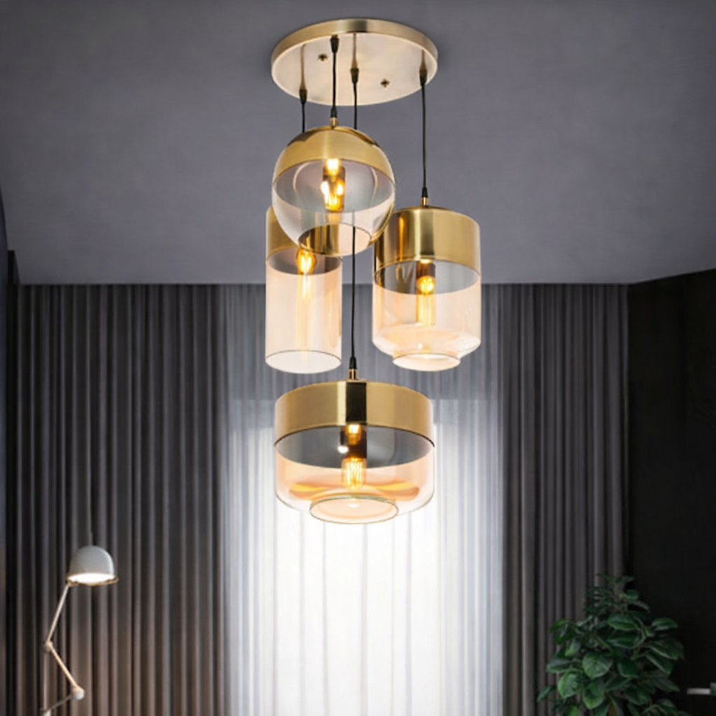 Люстра золота підвісна на 4 плафони W-45 cm E27x4 Oswald Brass 221222-100001247