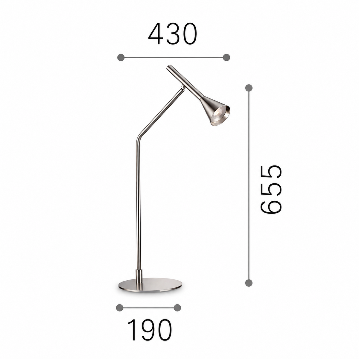 Настільна лампа срібна H - 65,5 cm Led 6,5W 3000K Chrome Cassey 260940-100008765