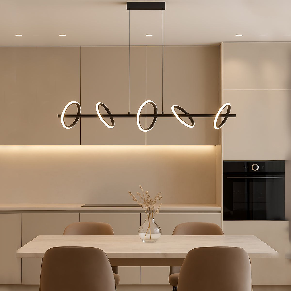 Люстра 5 rings L-115cm Led 5000К 63W Black 250676-100005161