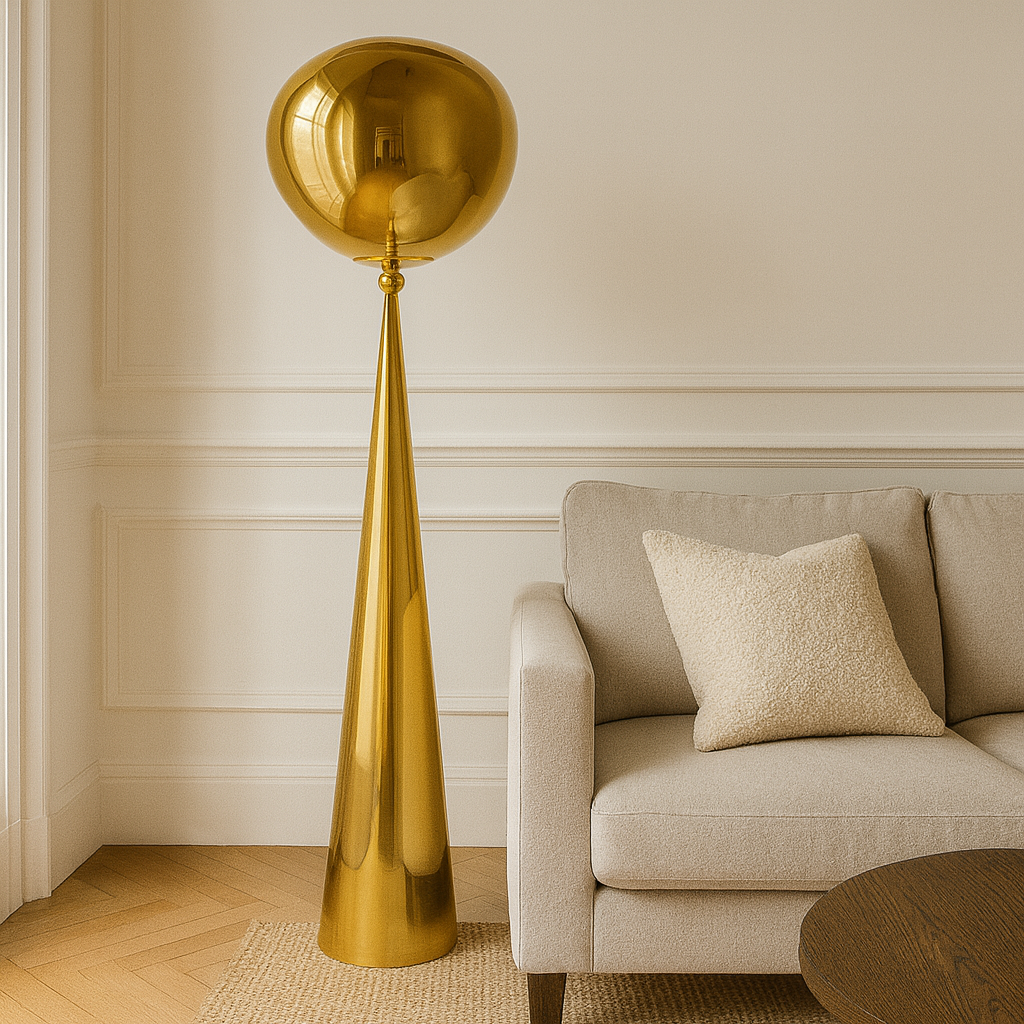 Торшер золотий з плафоном органічної форми H-155 cm E27 Gold Melt plazma floor lamp 250931-100006060