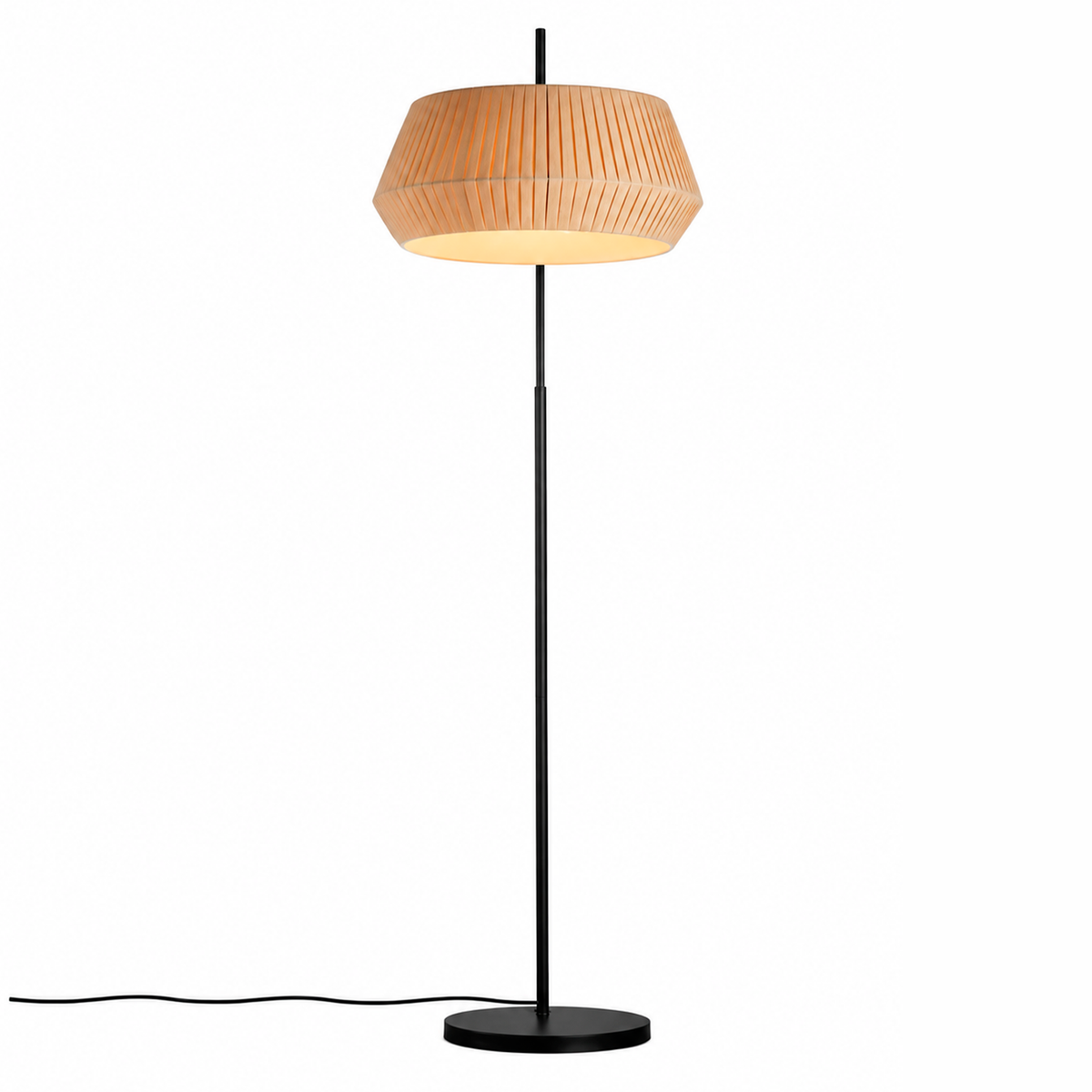 Торшер чорний з текстильним плафоном H - 180 cm E27 Black + Beige Norveo 26099-100009047