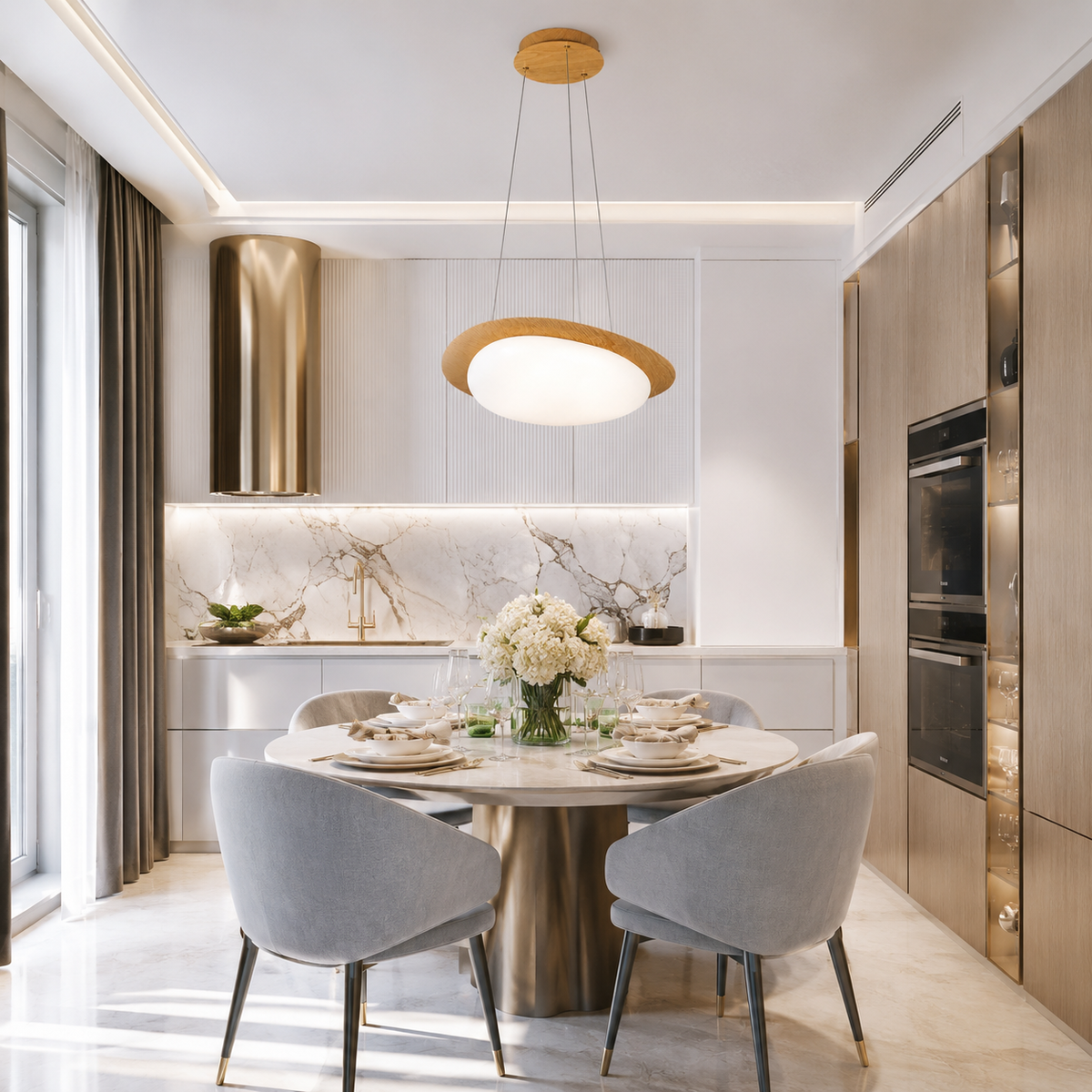 Підвісний бежевий світильник з пультом L - 54 cm Led 44W Beige Wooden Forest 260531-100007942