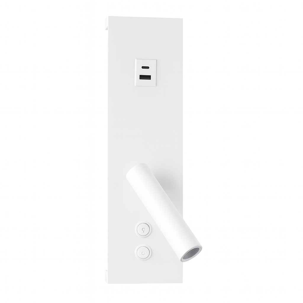 Настінний світильник білий з направленим спотом та роз'ємами на корпусі USB+TYPE-C Led 15W White Spot turn 250960-100006160