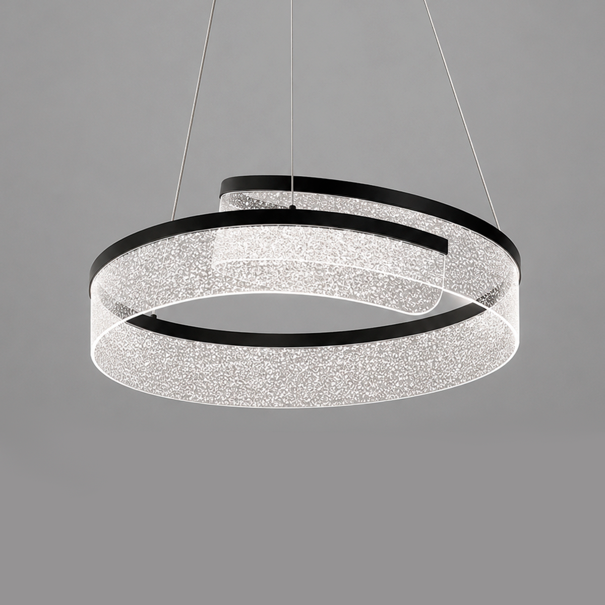 Люстра чорна підвісна з прозорим плафоном D - 60 / В - 100 cm Led 48W / 96W Black Curl 260522-100008024