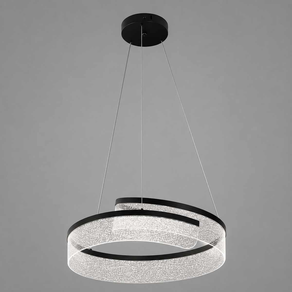 Люстра чорна підвісна з прозорим плафоном D - 60 / В - 100 cm Led 48W / 96W Black Curl 260522-100008024