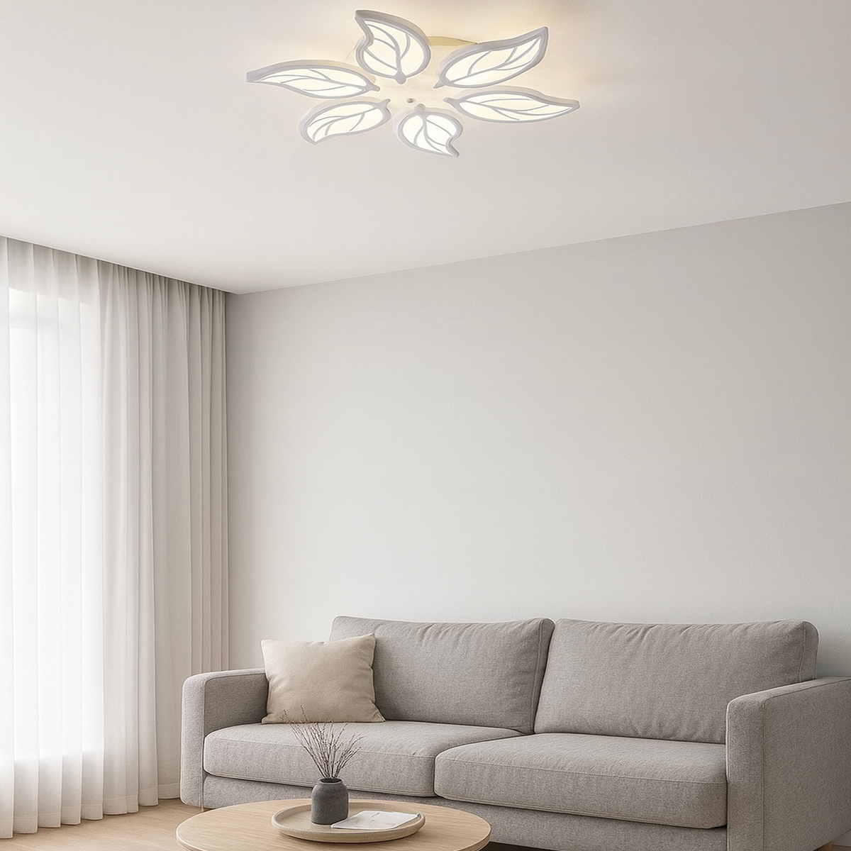 Люстра біла стельова світлодіодна Листя White Leaves D-56 cm Led 105W 250742-100005666