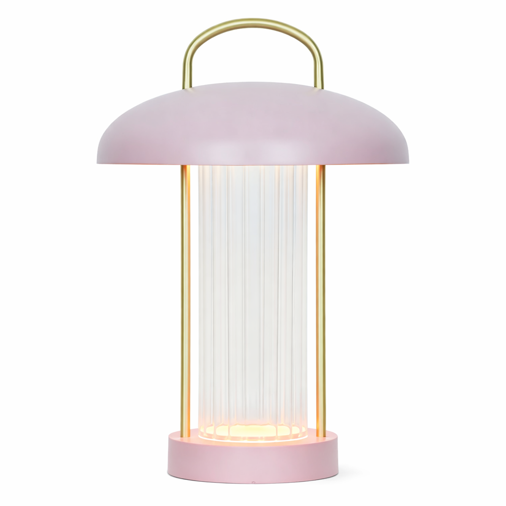 Лампа настільна рожева акумуляторна з димуванням та прозорим плафоном H-29 cm Led 3W Pink Dome 260209-100007486