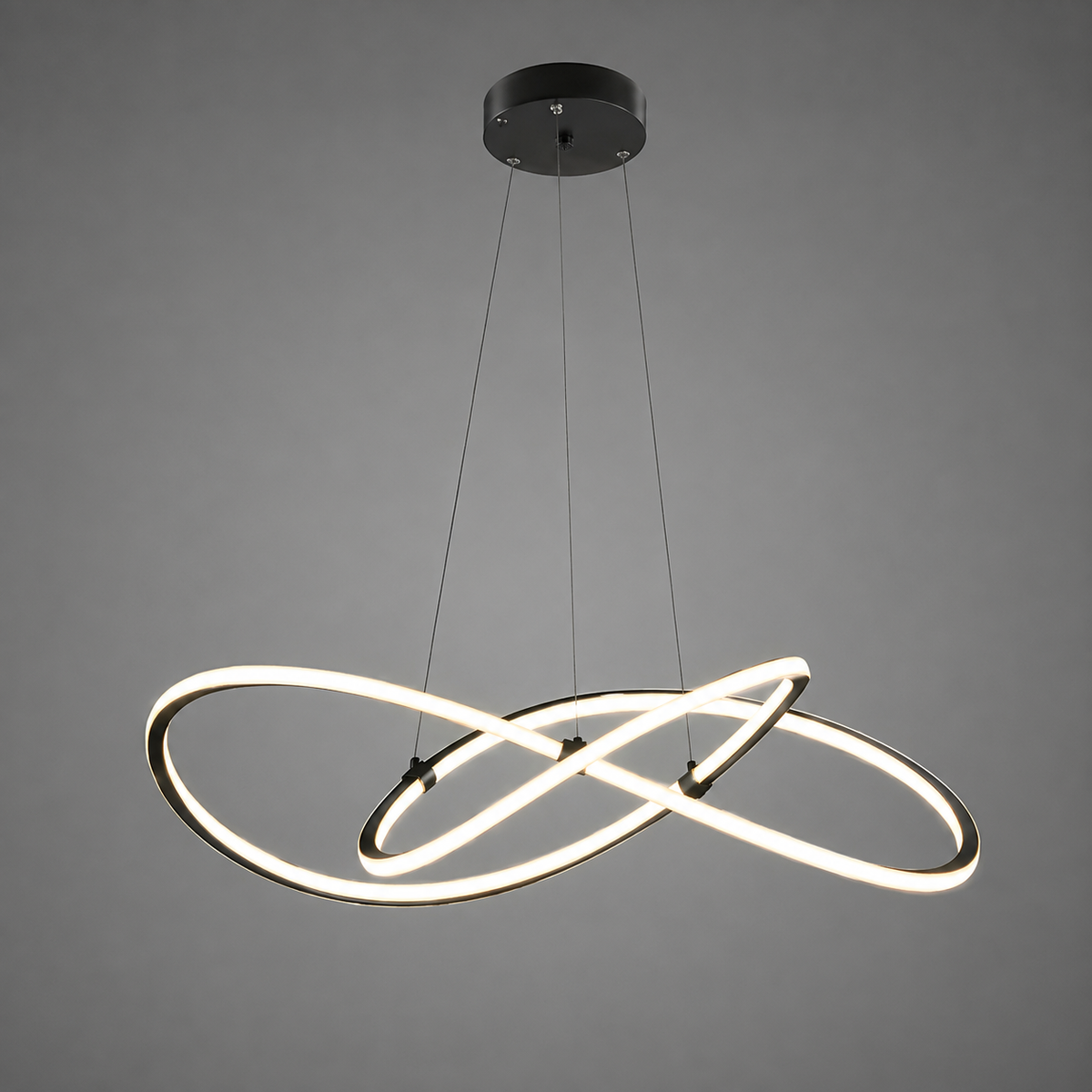 Люстра чорна підвісна світлодіодна D - 50 cm / 60 cm Led 40W / 56W Black Knot 260822-100008569
