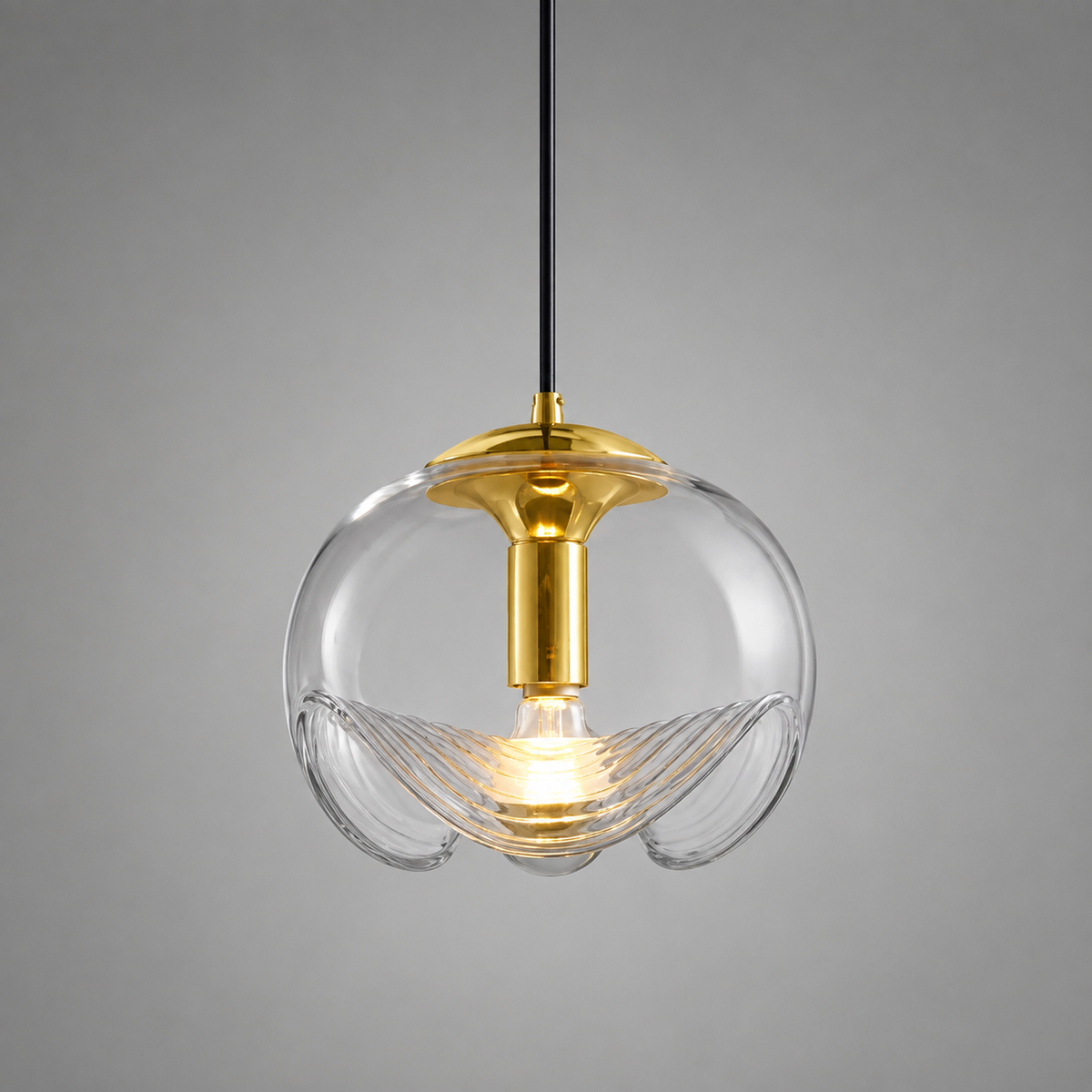 Підвісний світильник з прозорим плафоном D-25 cm E27 Clear Wavy ball 260822-100008570