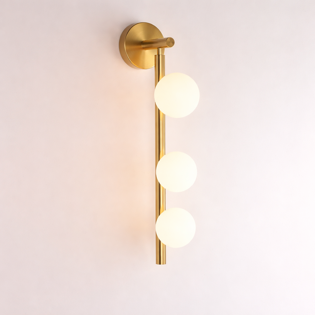 Світильник золотий настінний з трьома білими плафонами H-55 cm G9x3 Gold Three Bubbles 260319-100007714