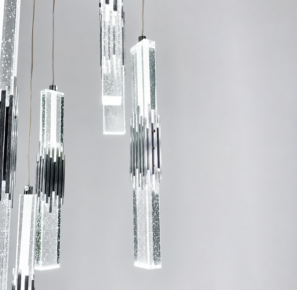 Люстра підвісна каскадна хромована на 9 / 15 підвісів D-40 cm Led 75W Chrome Crystal 260519-100008040
