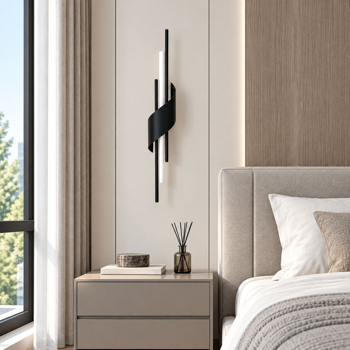 Настінний світильник чорний L-60 cm Led 6W 3000K-6000K Black Curl 261018-100009126