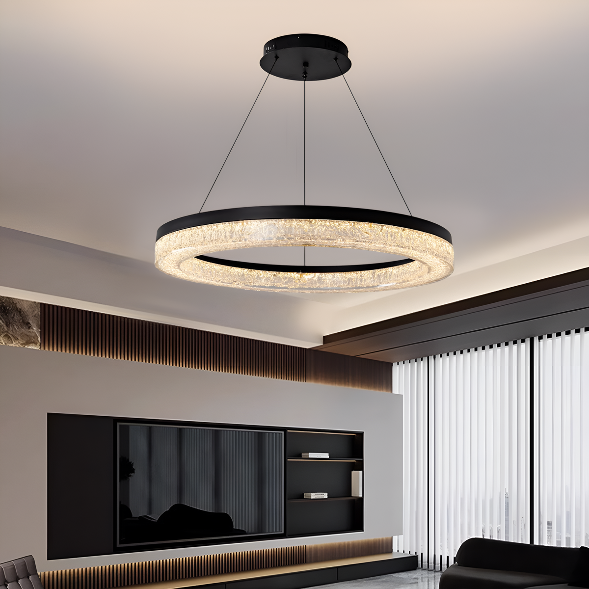 Люстра D-30/40/50/60/80cm Led Black Ice Circle 250622-100005034