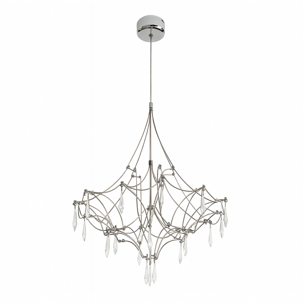 Люстра срібна зі скляними підвісами D-60 cm Led 25W Chrome Rain 250931-100006176