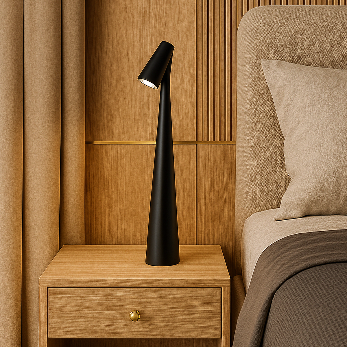 Настільна лампа чорна акумуляторна H-34 cm Led 3000K Black Sleek 251131-100006542