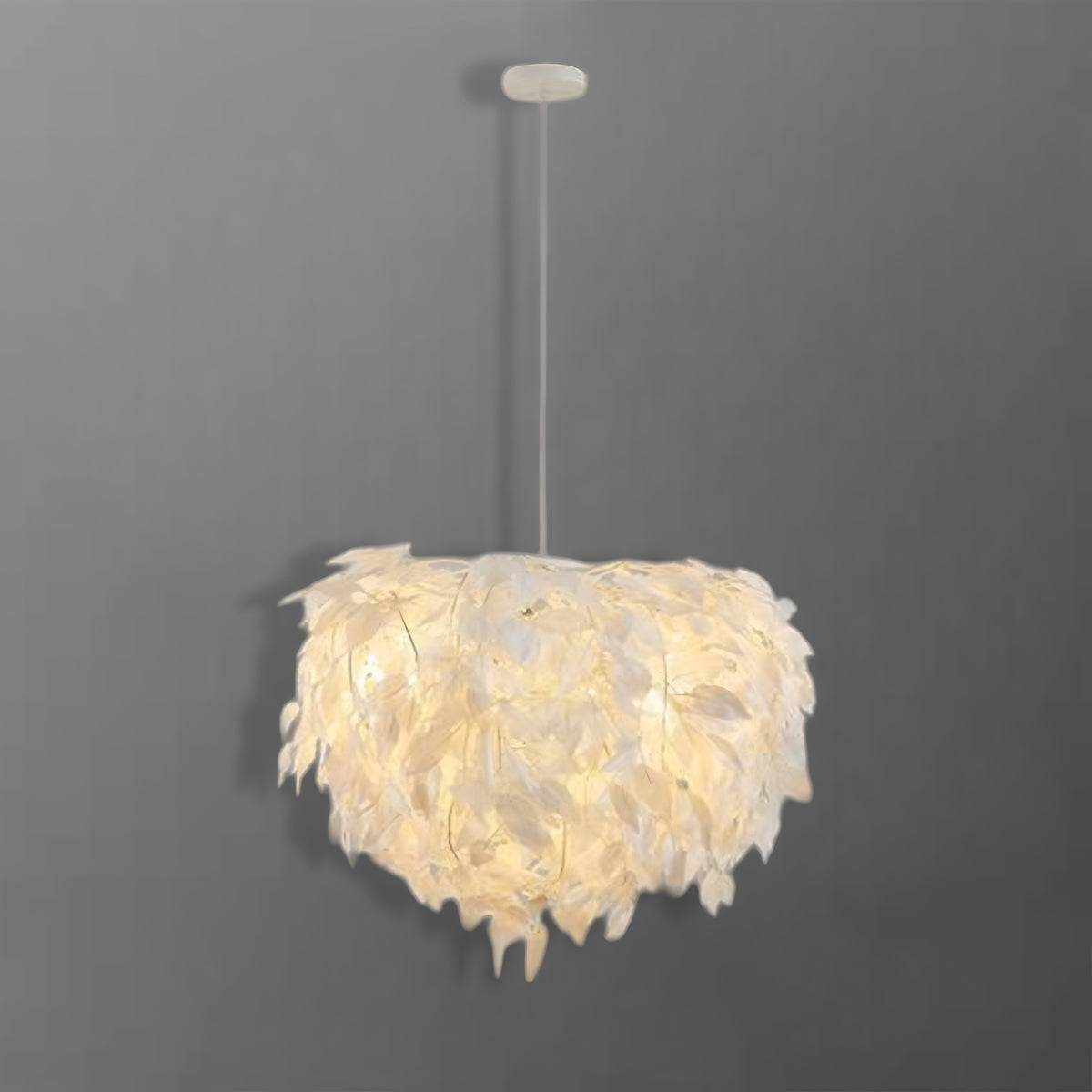Люстра біла підвісна з декоративним Листям D мін.50 cm - макс.110 cm E27x4 White Flora 250618-100005258