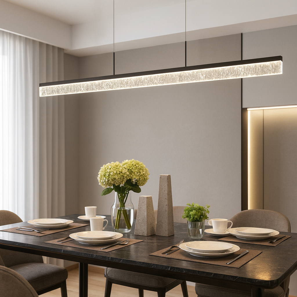 Люстра чорна підвісна видовжена L-130 cm Led 144W Black Ice Line 251022-100006360