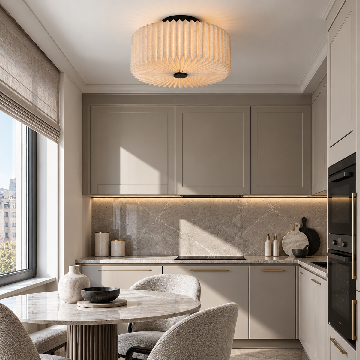 Люстра стельова з бежевим текстильним плафоном D - 40 cm E27 Beige Foldy 26099-100009048