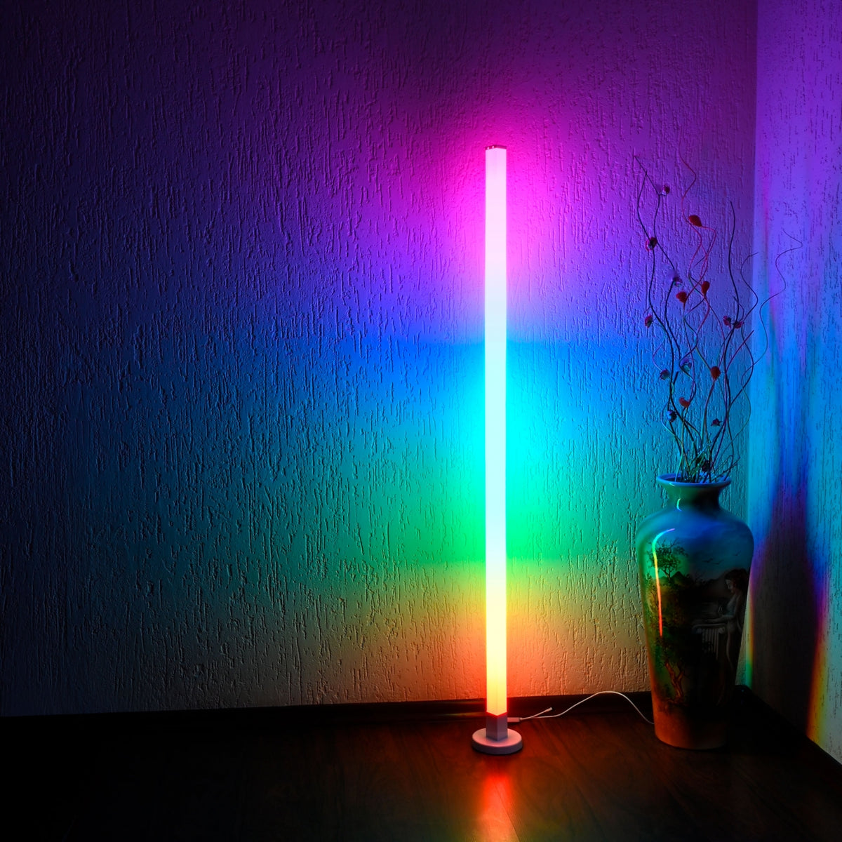 Торшер білий Лед різнокольоровий RGB + Біле світло H-152 cm White Rainbow 250754-100005437