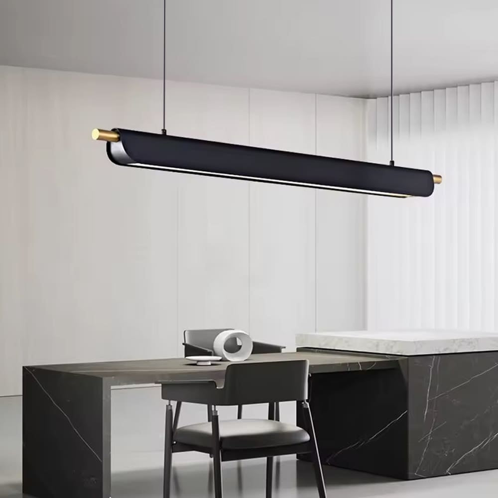 Підвісна люстра чорна з деревом L-118 cm Led 40W 4000K Black Wood 250918-100002074