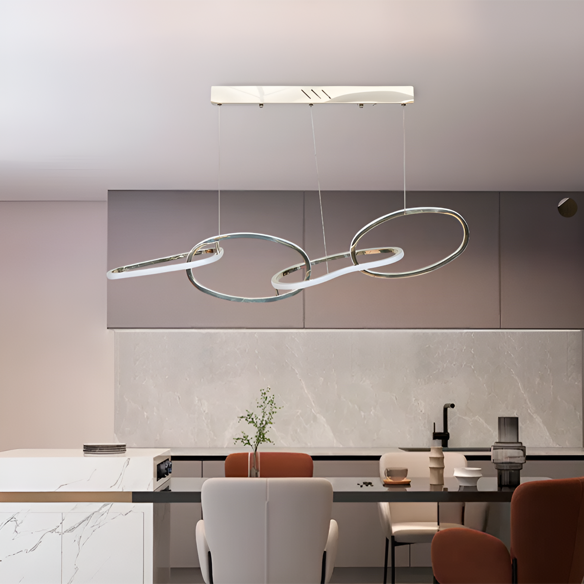 Люстра Rings wavy L-100cm 56W Chrome 250580-100004765
