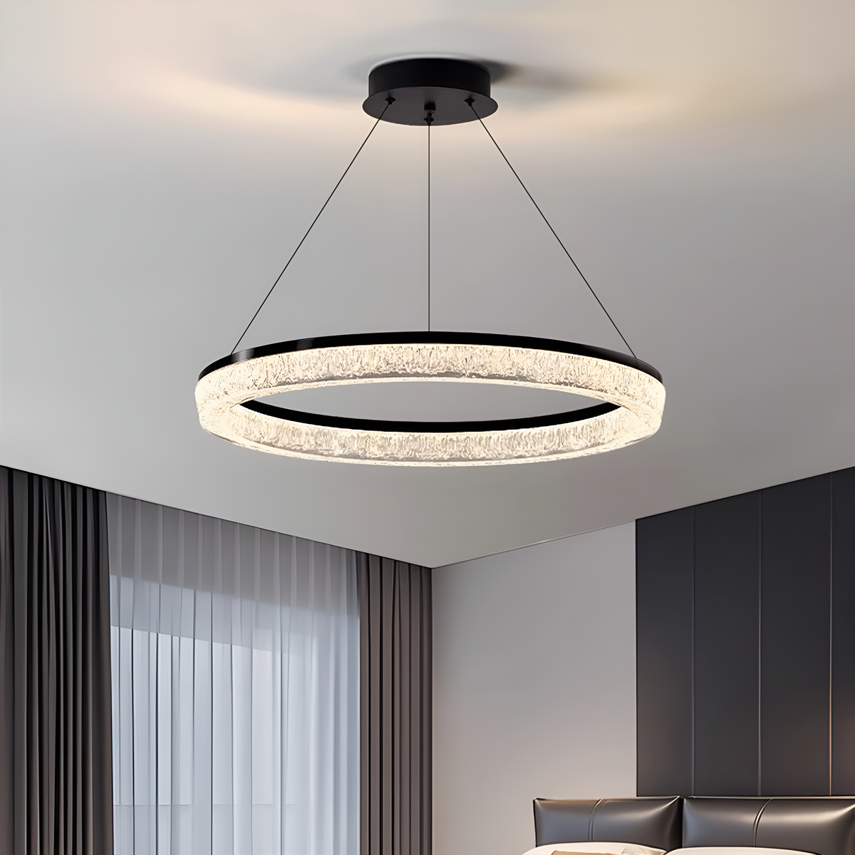 Люстра D-30/40/50/60/80cm Led Black Ice Circle 250622-100005034