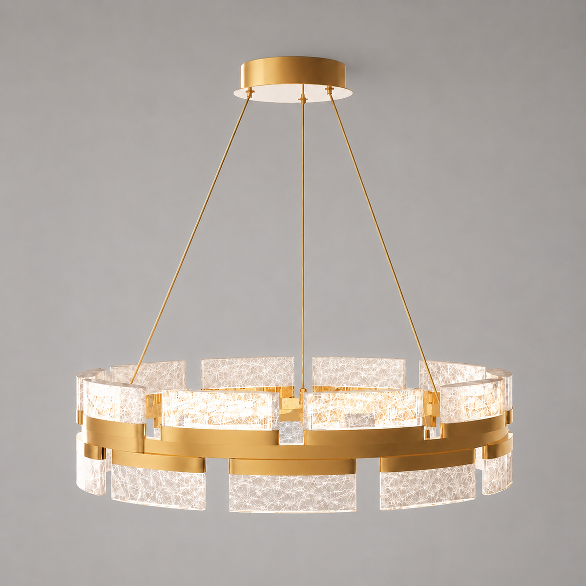 Люстри золоті підвісні з акриловим плафоном D - 40 cm / 60 cm / 80 cm Led 54W / 72W / 110W Gold Mira 260622-100008058
