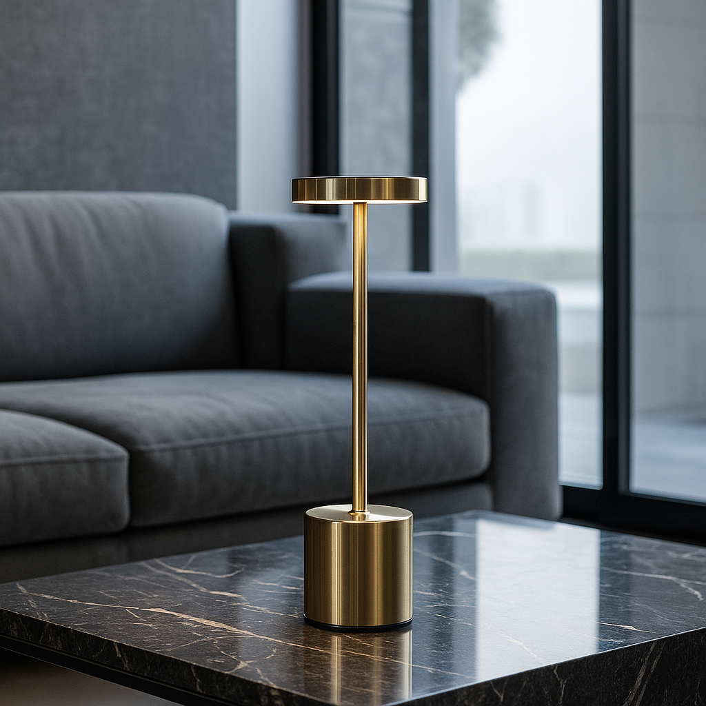 Настільна лампа золота акумуляторна H-34 cm Led 3.5W Gold Hermes 251188-100006553