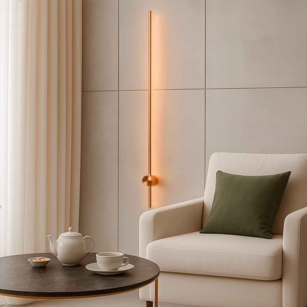 Світильники настінні золоті H-60cm / 90 cm / 125 cm Led 7W / 9W / 12W Gold 4000K Pipe Line 251036-100006397